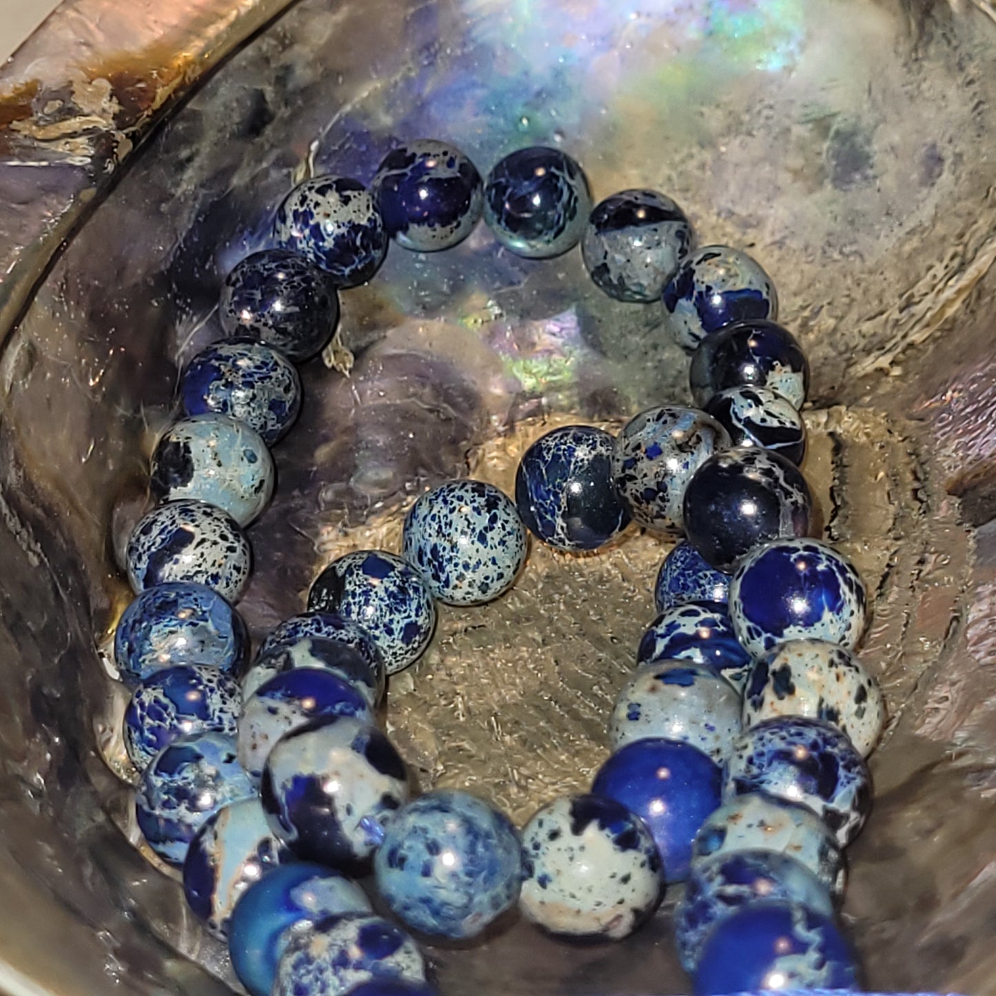 Fil de perles - Jaspe impériale bleue "Marine"