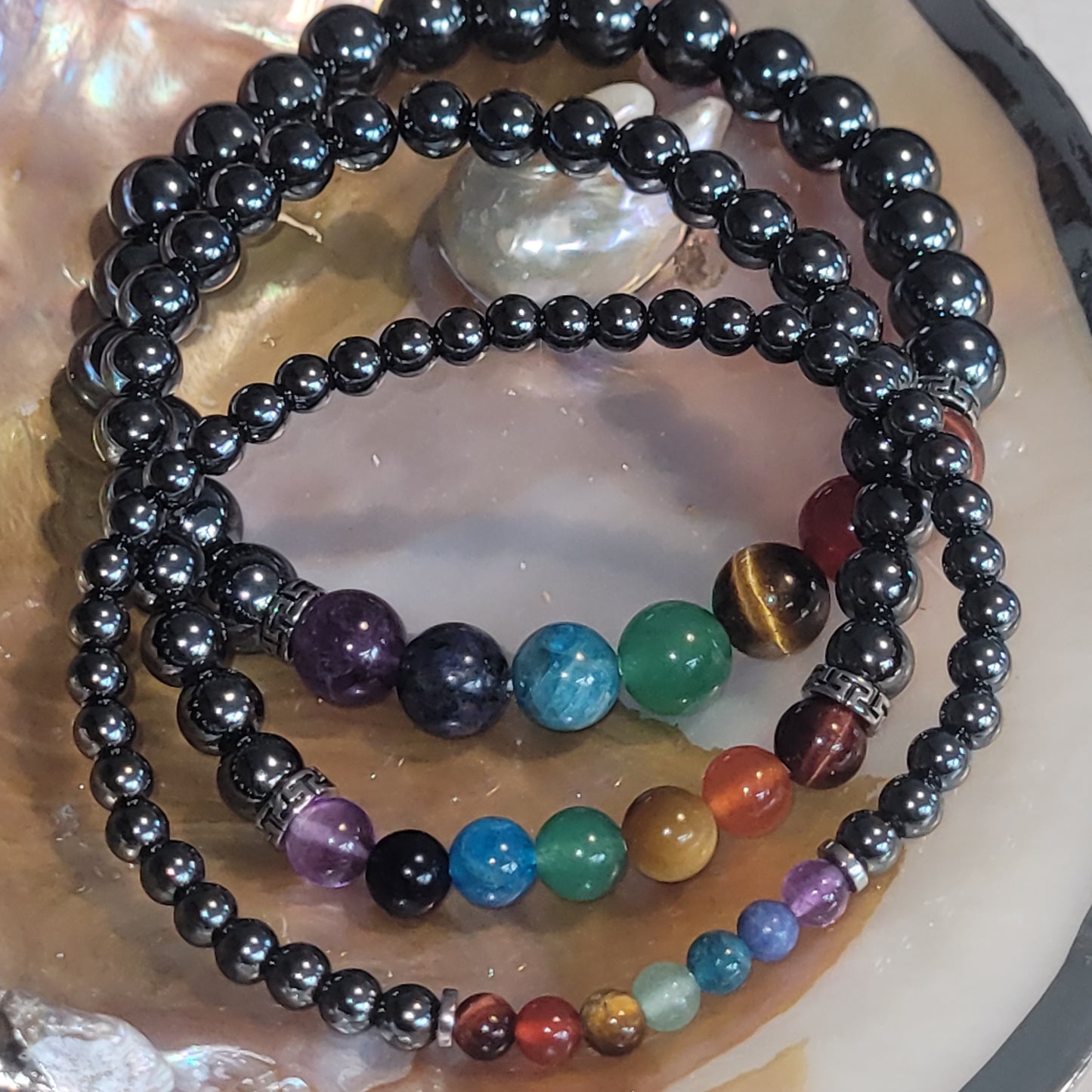 Bracelet Hématite et pierres des Chakras – Bracelet énergétique