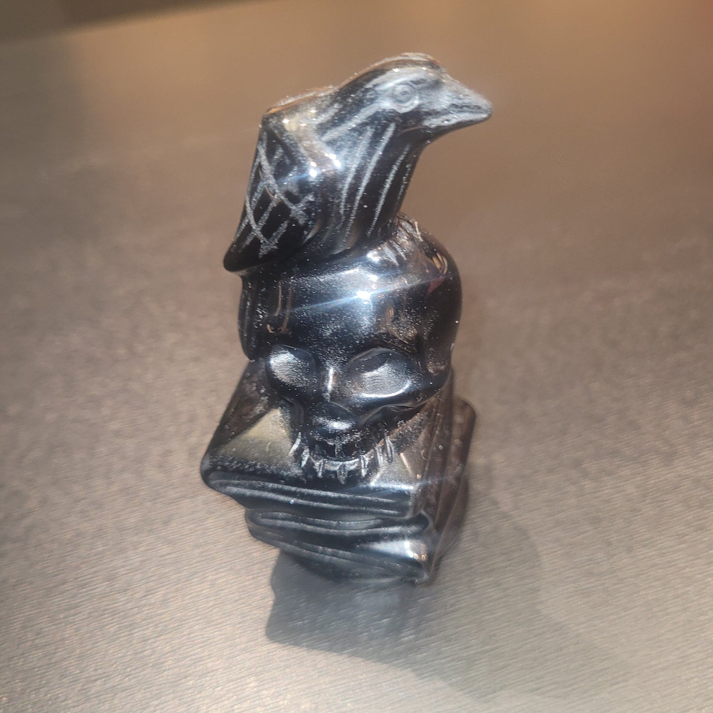 Crâne corbeau en Onyx – Sculpture décorative