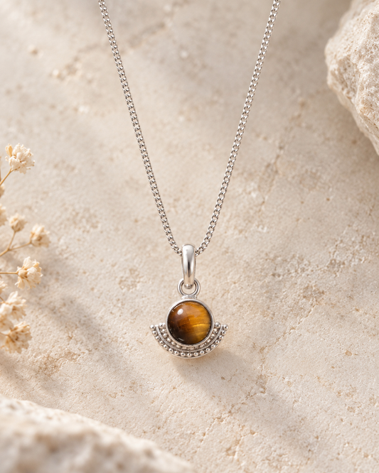 Pendentif Œil de Tigre – Bijou en argent
