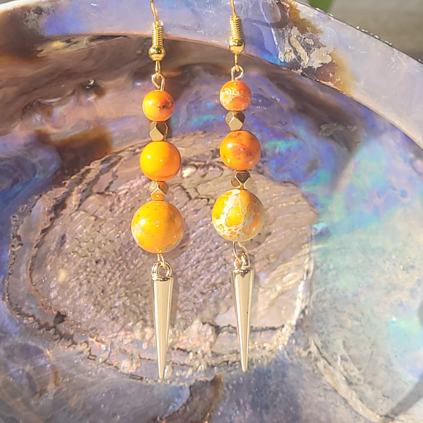 Boucles d’oreilles Jaspe Impérial Orange – Bijou énergétique