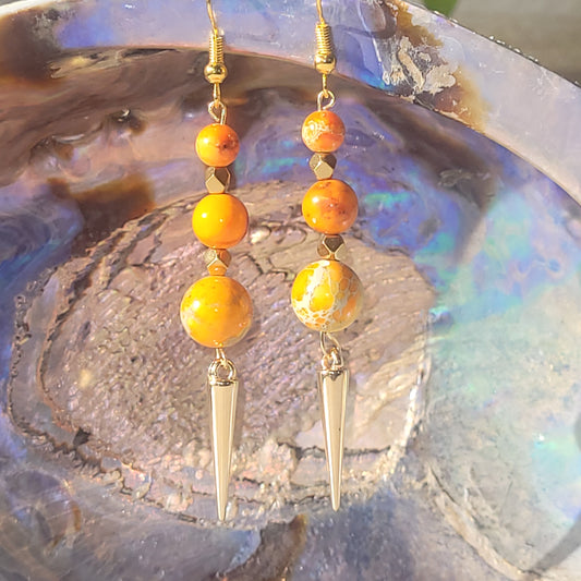 Boucles d’oreilles Jaspe Impérial Orange – Bijou énergétique