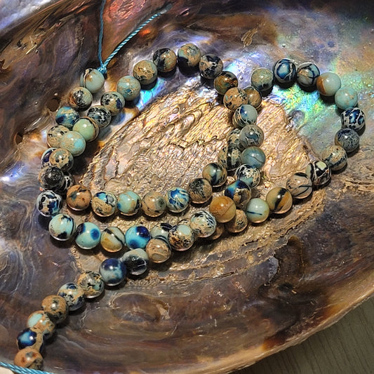 Fil de perles - Jaspe impériale bleue "Terre"