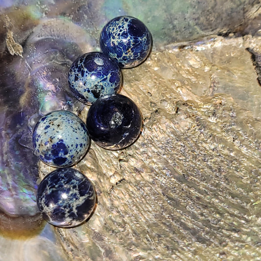 Fil de perles - Jaspe impériale bleue "Marine"