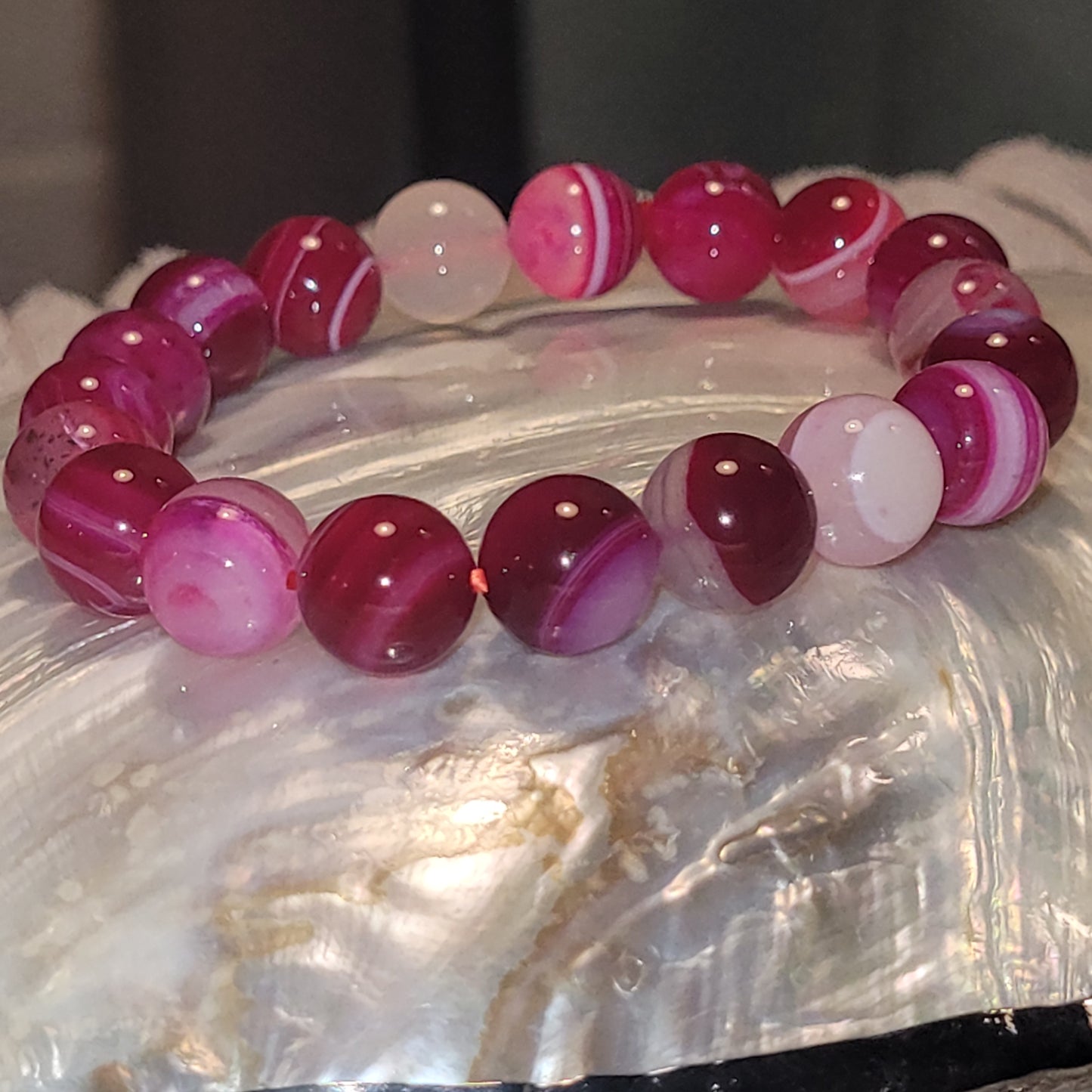 Bracelet Agate Rose – Pierre d’amour et de douceur (10 mm)