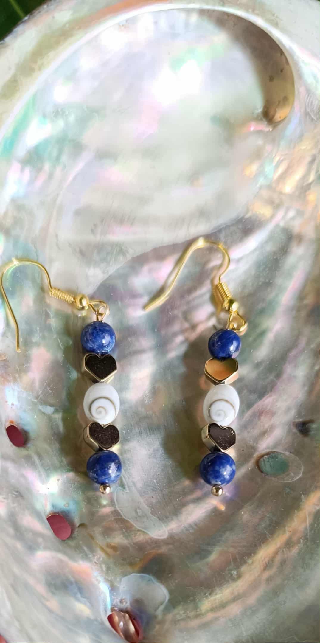 Boucles d’oreilles Œil de Sainte-Lucie et Lapis-Lazuli – Bijou énergétique 6 mm en acier inoxydable