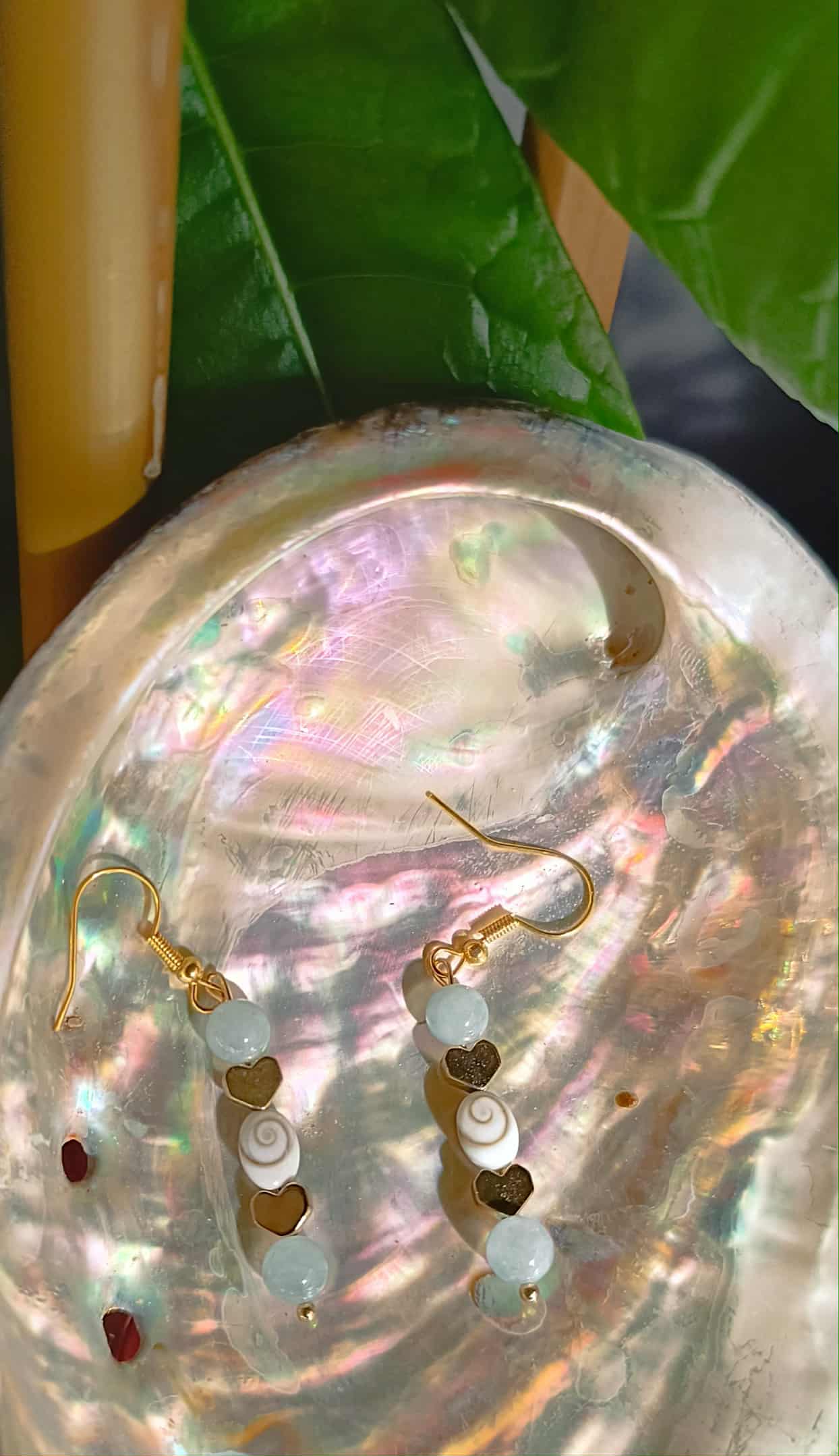 Boucles d’oreilles Œil de Sainte-Lucie et Aigue-Marine – Bijou énergétique 6 mm en acier inoxydable