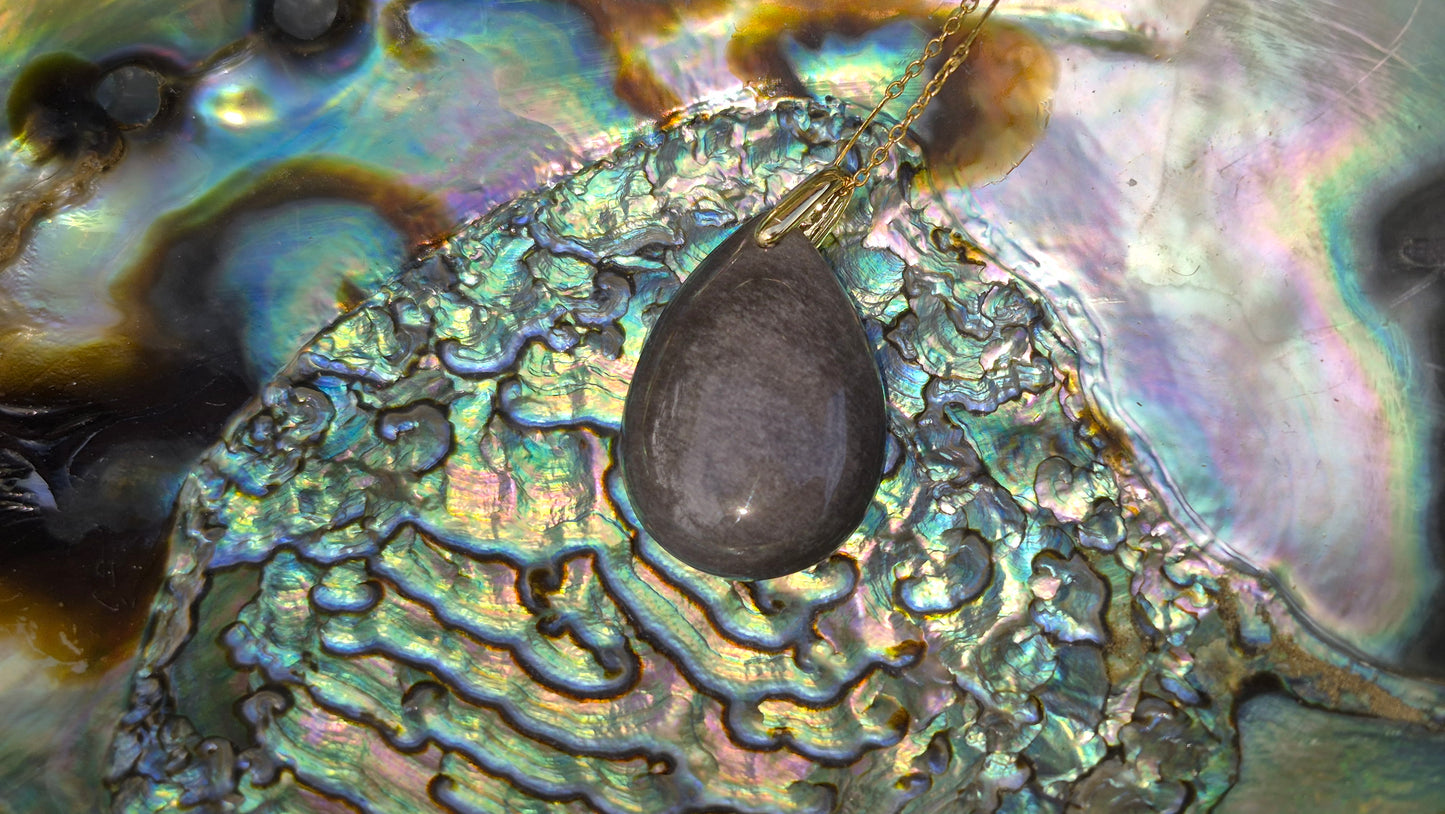 Pendentif Obsidienne – Collier en acier inoxydable