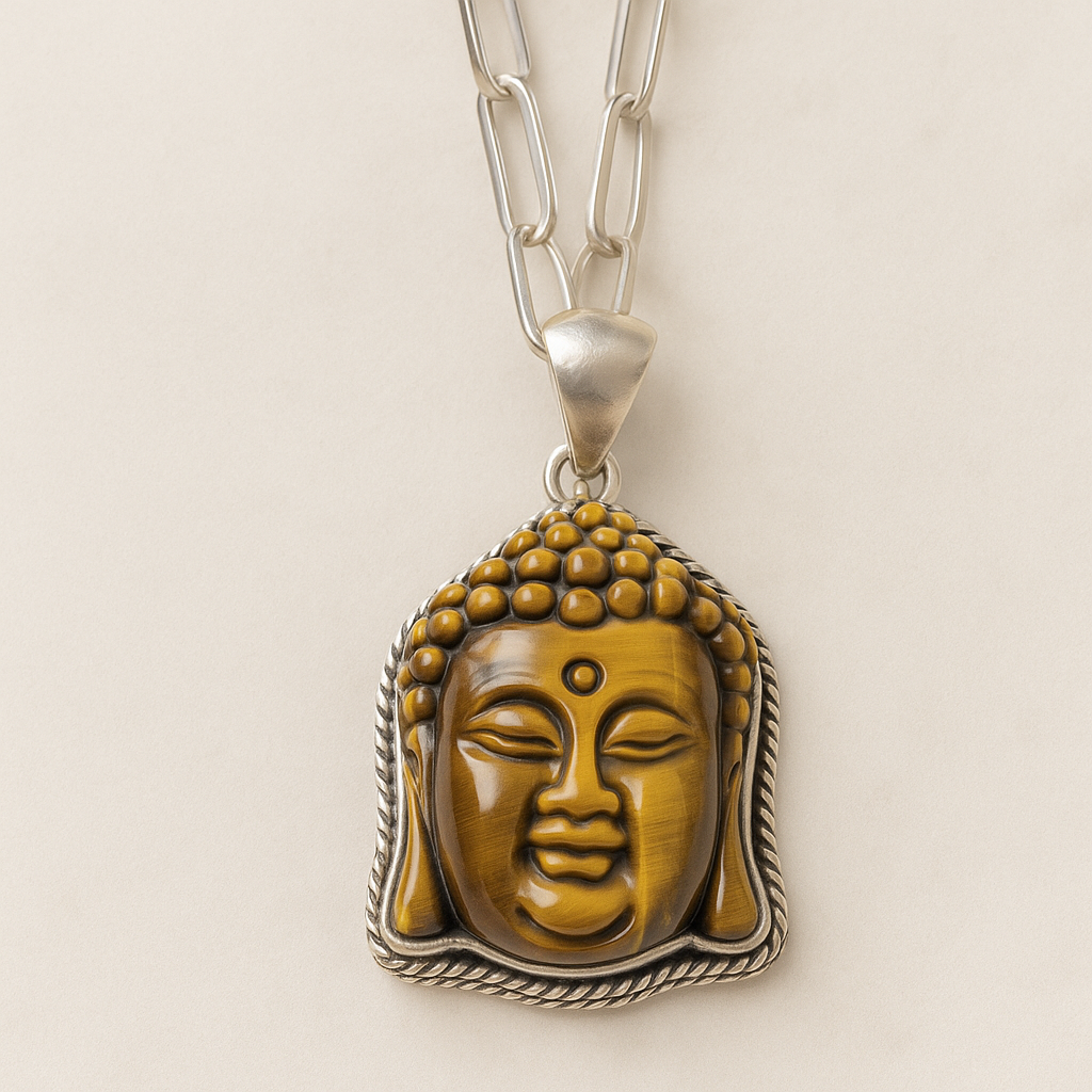Pendentif Bouddha Œil de Tigre – Pendentif en argent 925