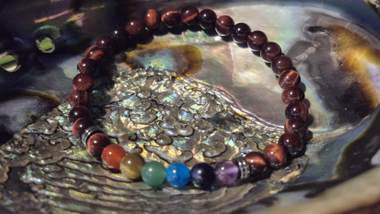 Œil de Taureau & Pierres des Chakras – Bracelet énergétique