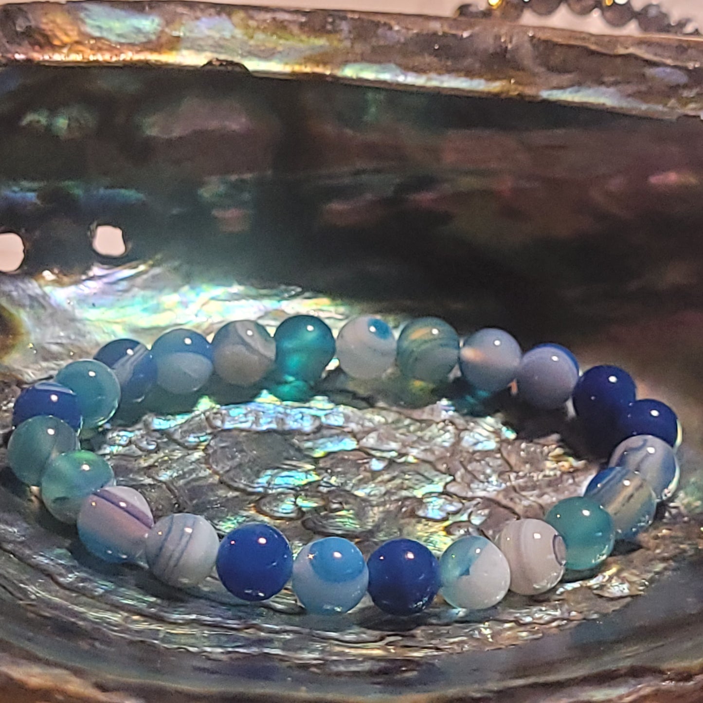 Bracelet Agate Bleue – Pierre naturelle