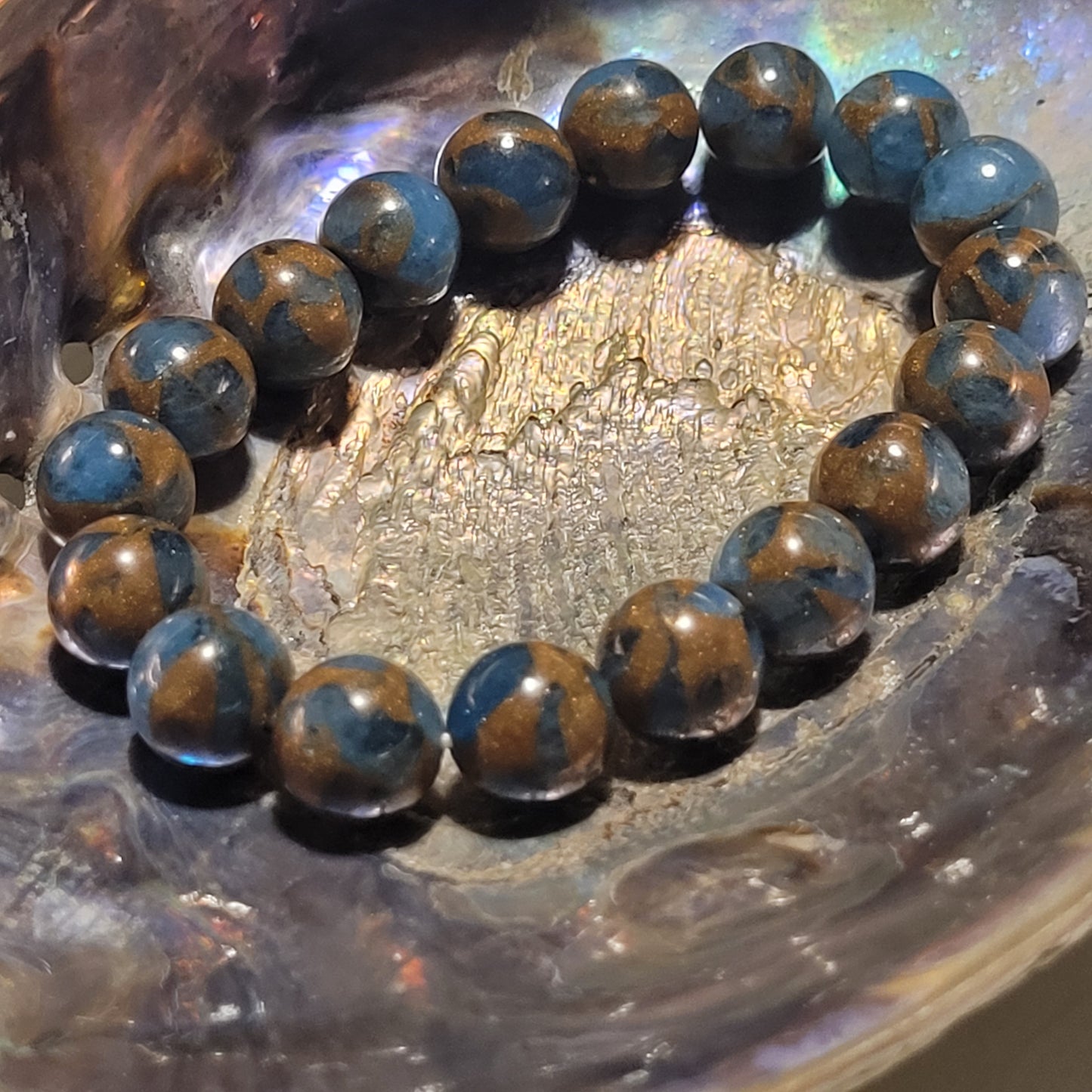 Bracelet en Jaspe Impérial Brun bleue