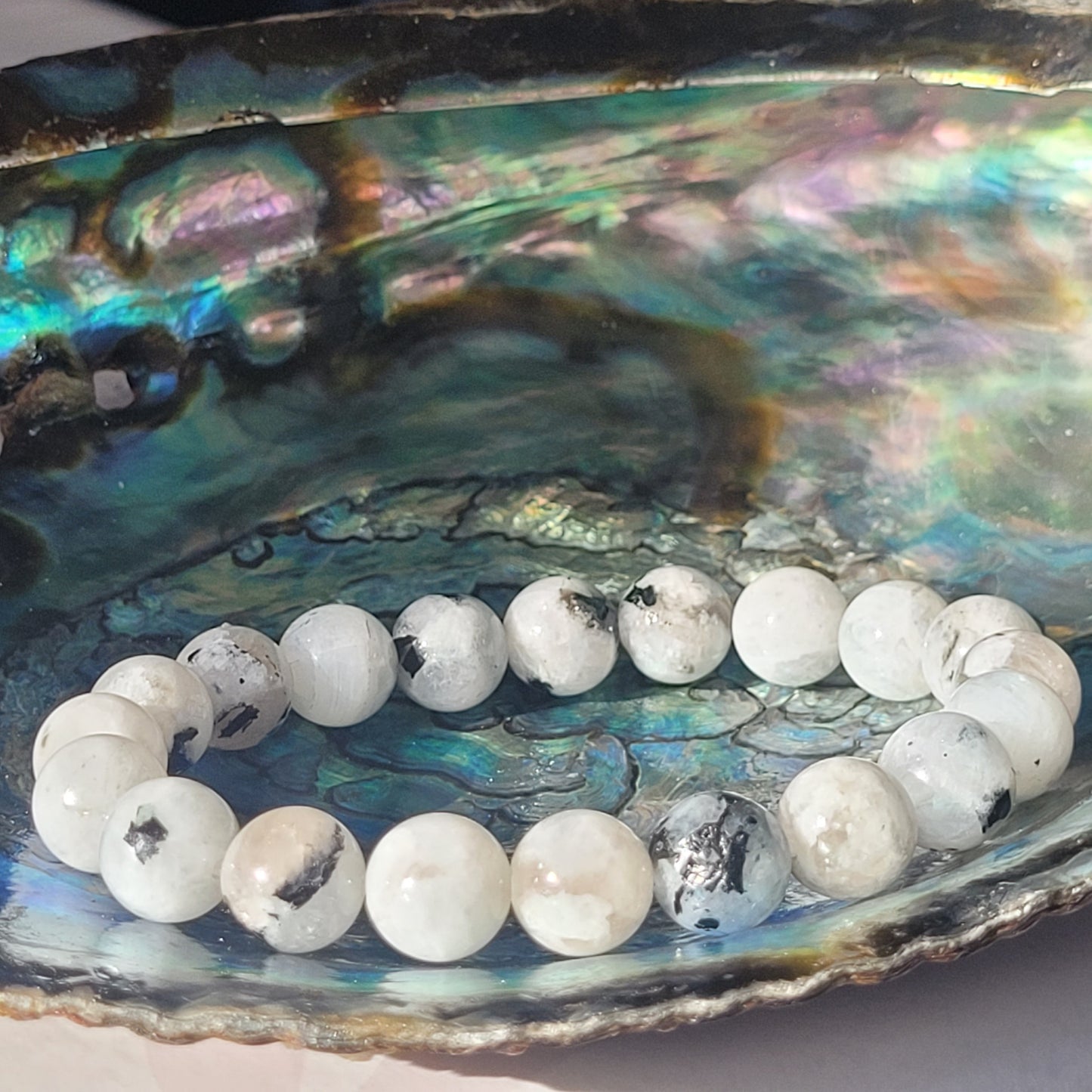 Bracelet Labradorite Blanche – Pierre naturelle 10 mm