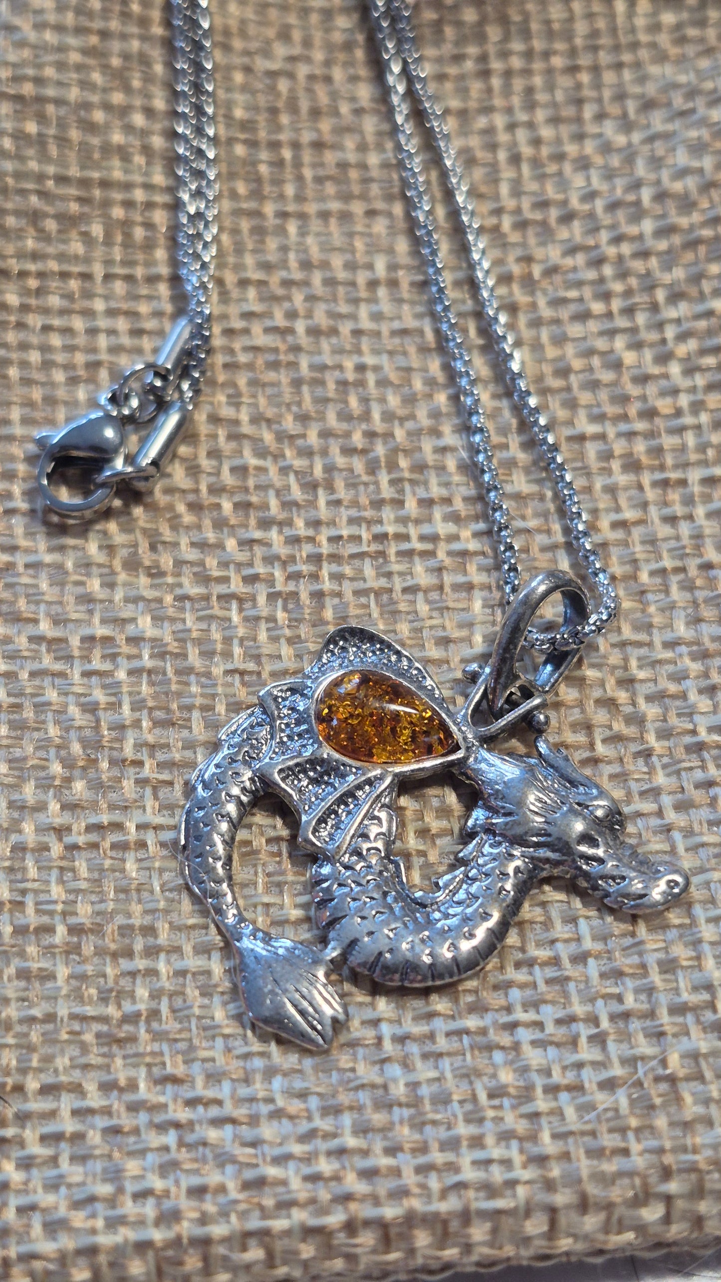 Pendentif Dragon Ambre – Pendentif en argent 925