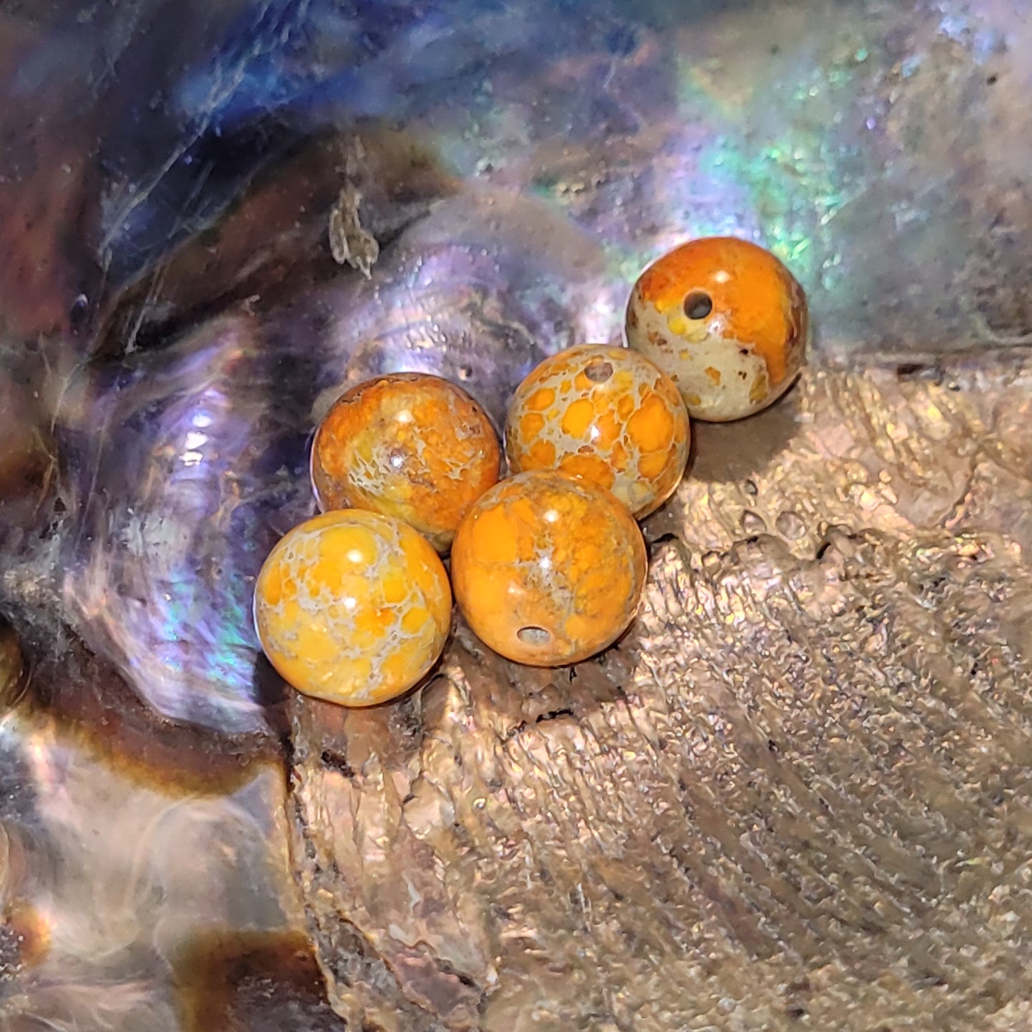 Fil de perles en Jaspe Impérial Orange