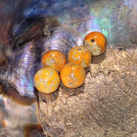 Fil de perles en Jaspe Impérial Orange