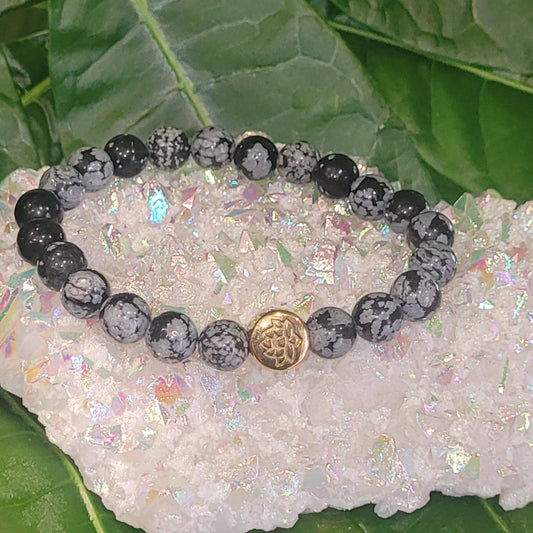 Bracelet Obsidienne Flocon de Neige A
