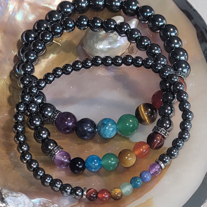 Bracelet Hématite et pierres des Chakras – Bracelet énergétique