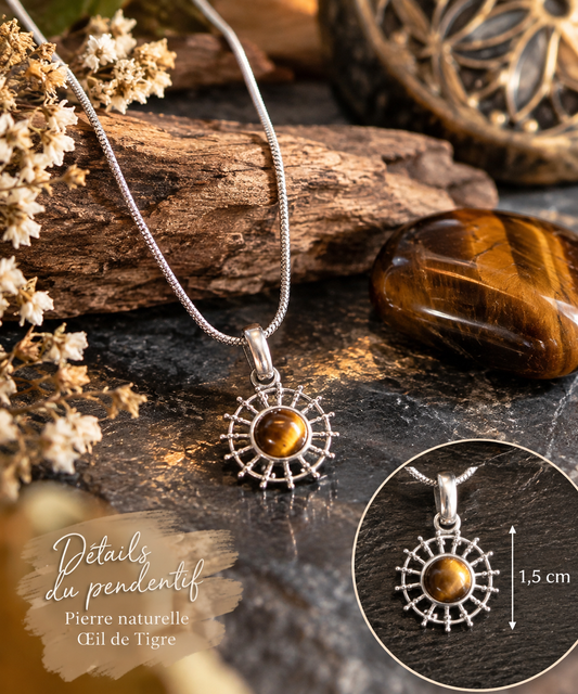 Pendentif Œil de Tigre – Bijou en argent