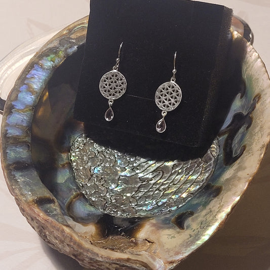 Boucles d’oreilles Fleur de Vie & Améthyste – Argent 925
