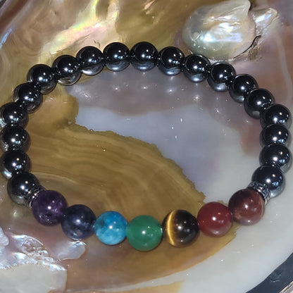 Bracelet Hématite et pierres des Chakras – Bracelet énergétique