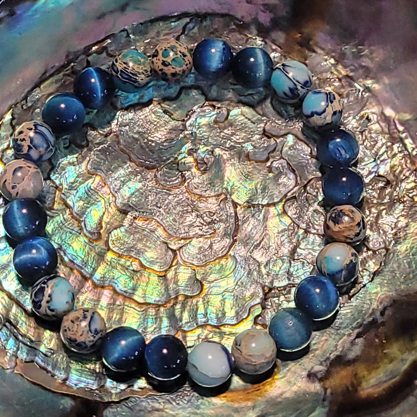 États d’Âmes – Bracelet signature (Jaspe Impérial & Œil de Tigre Teinté)