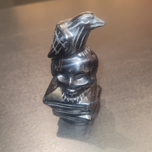 Crâne corbeau en Onyx – Sculpture décorative