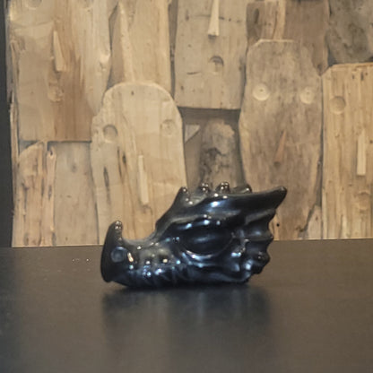 Tête de dragon en Obsidienne – Sculpture décorative