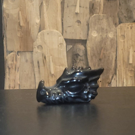 Tête de dragon en Obsidienne – Sculpture décorative