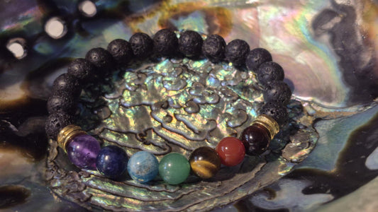 Bracelet Pierre de Lave & Chakras – Bracelet énergétique (8 mm)