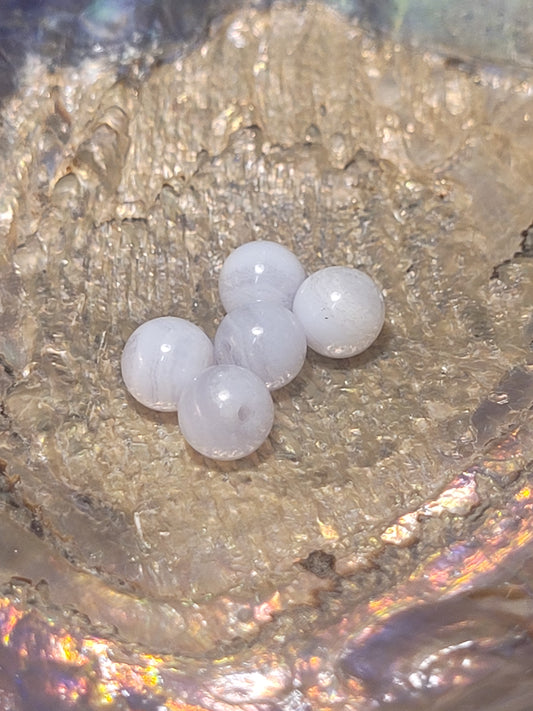 Fil de perles - Calcédoine Bleue A