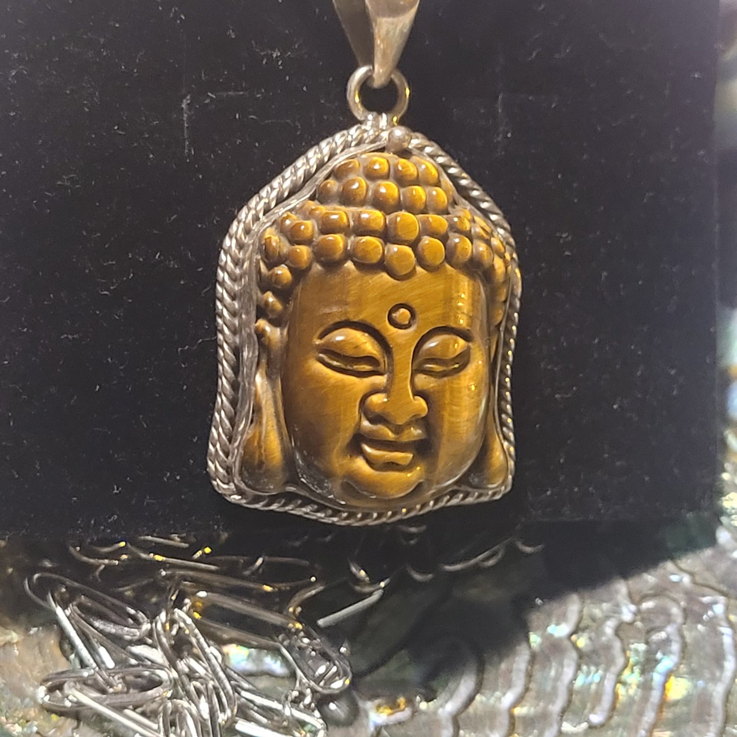 Bouddha Œil de Tigre – Pendentif en argent 925