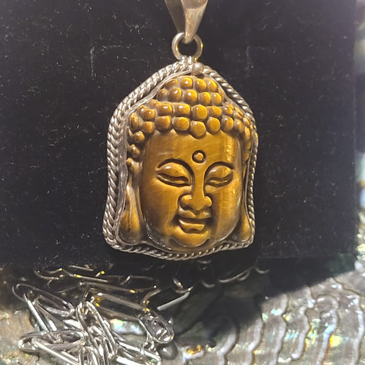 Bouddha Œil de Tigre – Pendentif en argent 925