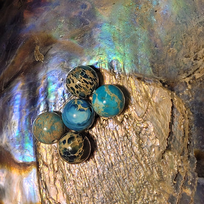 Fil de perles - Jaspe impériale bleue "Terre"