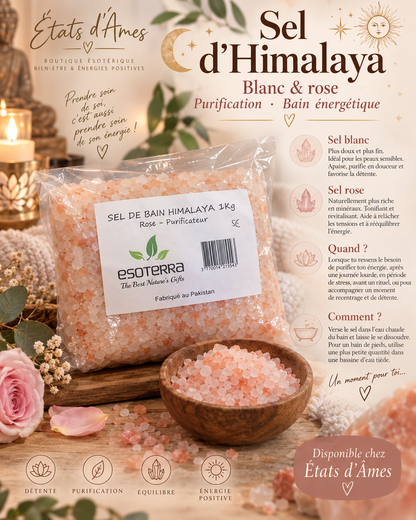 Sel de bain de l’Himalaya rose – 1kg – Esoterra
