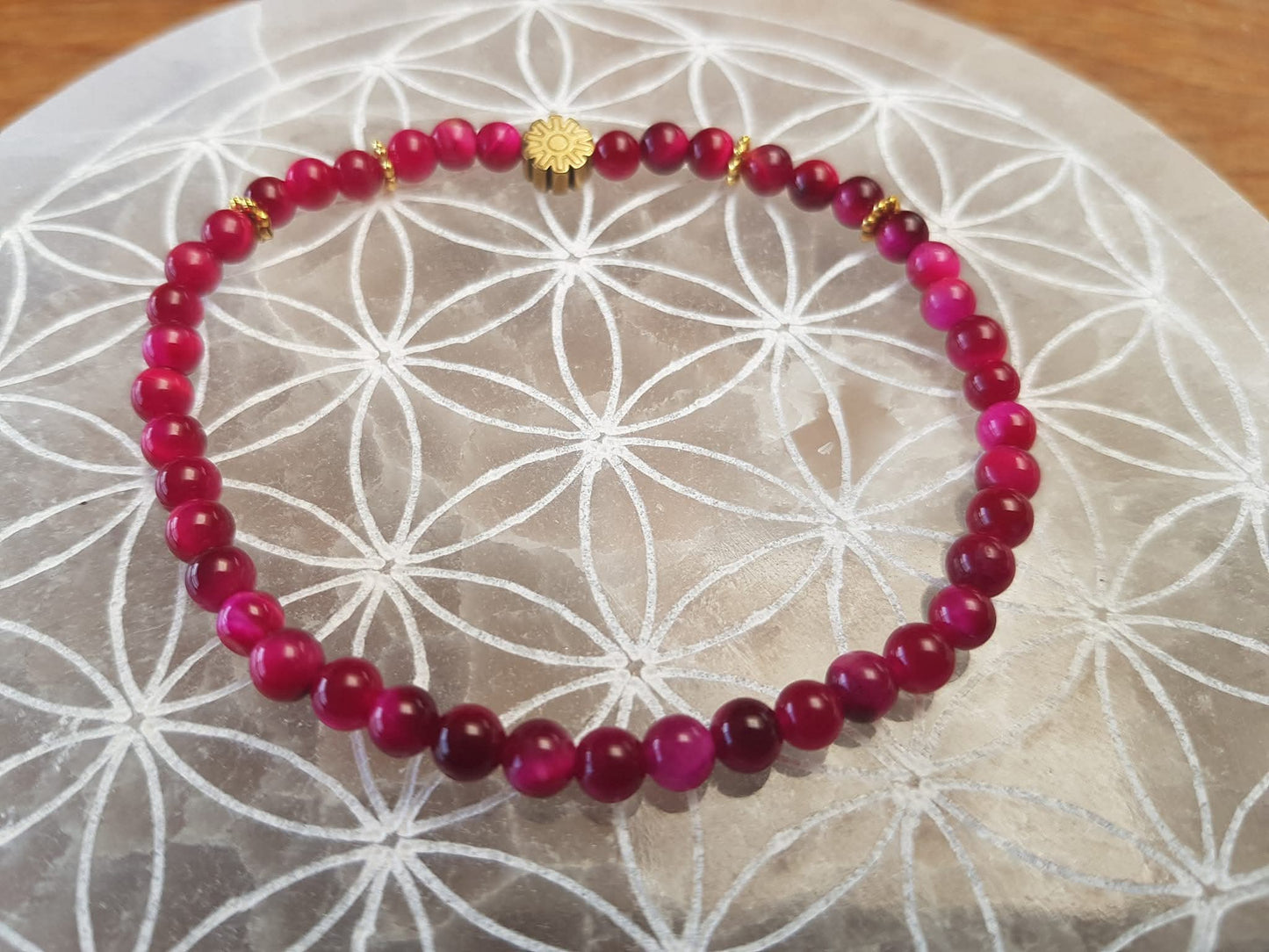 Bracelet Œil de Tigre Fuchsia – Pierre naturelle teintée