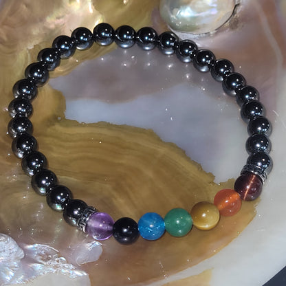Bracelet Hématite et pierres des Chakras – Bracelet énergétique