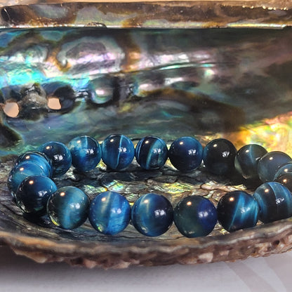 Bracelet Œil de Tigre Bleu Turquoise – Pierre naturelle teintée