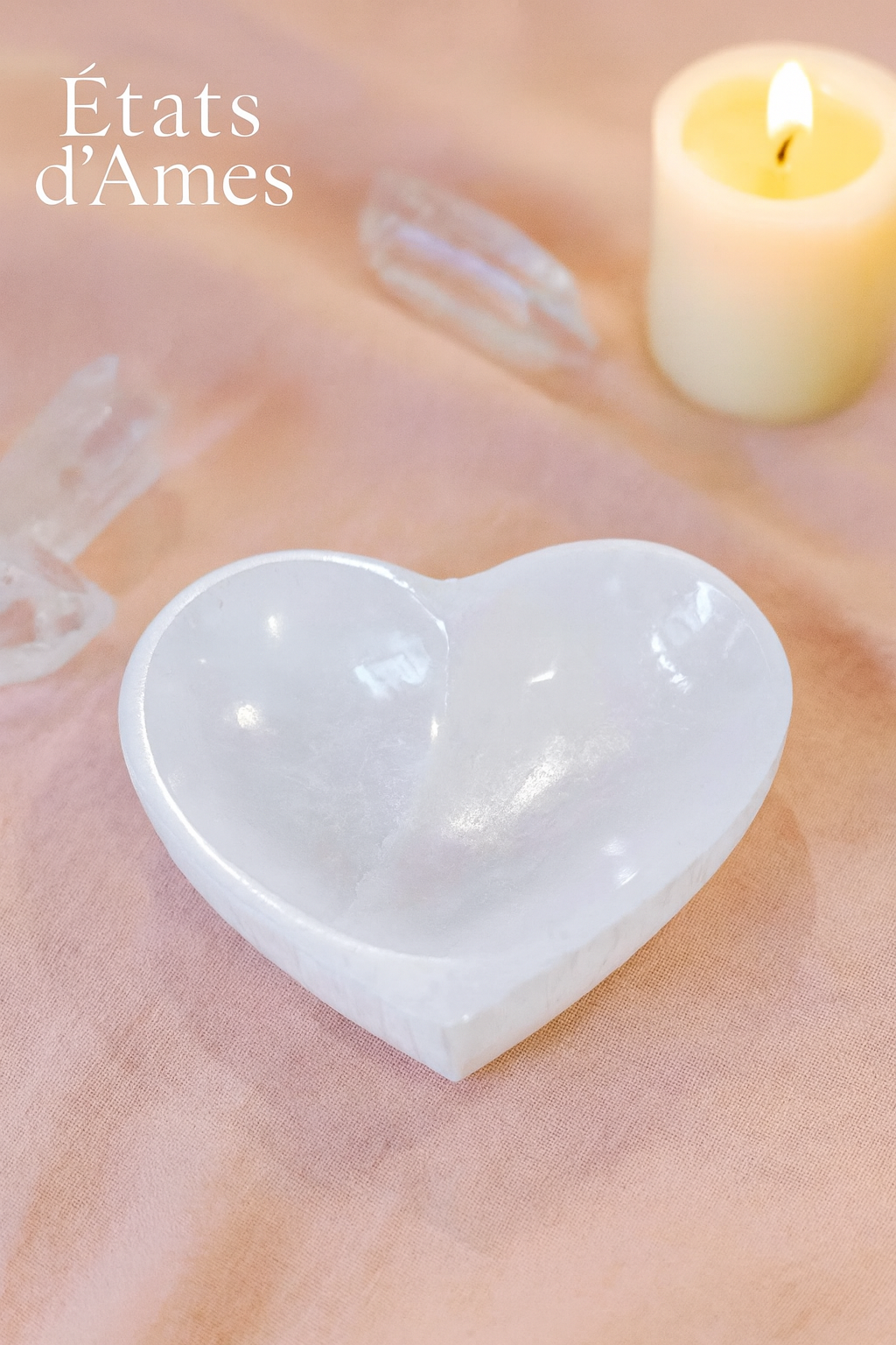 Cœur en Sélénite – Coupelle énergétique