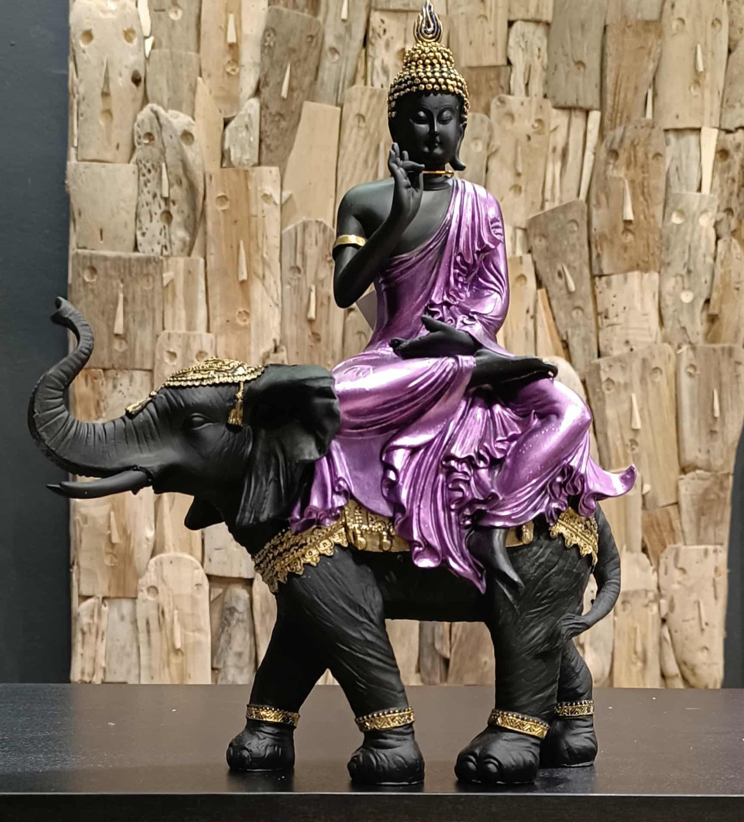 Statue Bouddha sur Éléphant – Décoration spirituelle J-Line