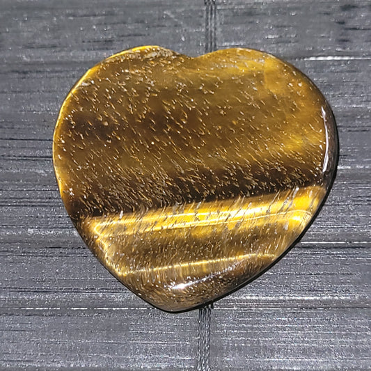 Cœur plat en Œil de Tigre – Pierre anti-stress 4 cm