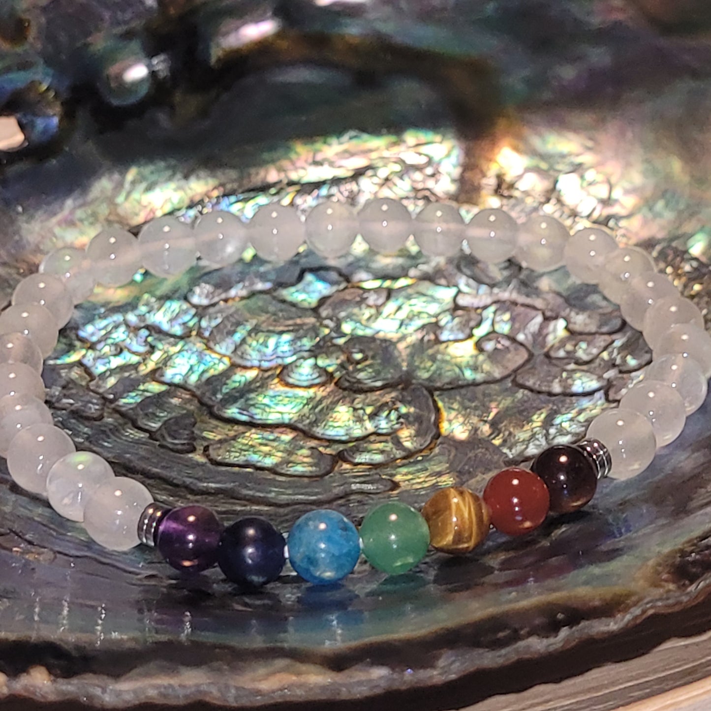 Bracelet Opaline Chakras – Pierre synthétique