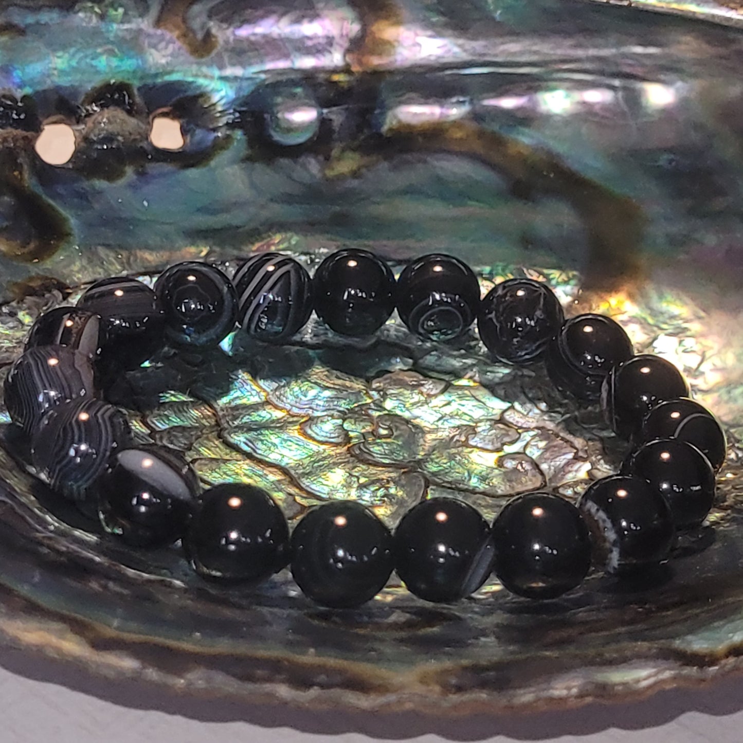 Bracelet Agate Noire – Pierre naturelle 10 mm