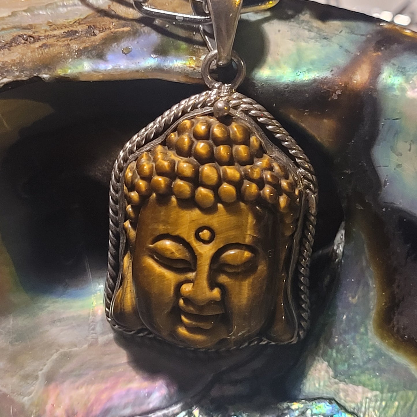 Bouddha Œil de Tigre – Pendentif en argent 925