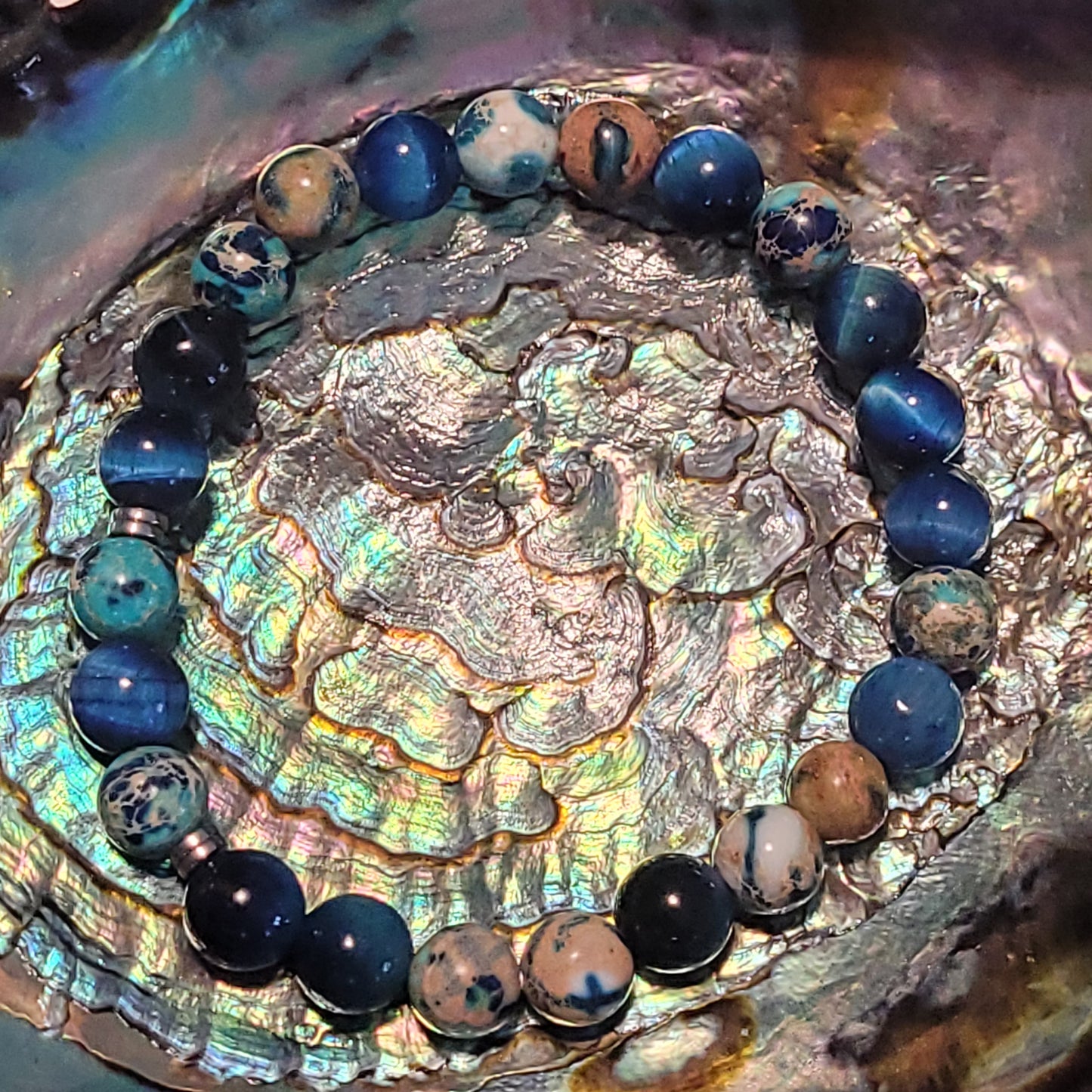 États d’Âmes – Bracelet signature (Jaspe Impérial & Œil de Tigre Teinté)