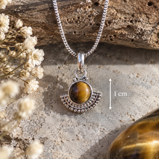 Pendentif Œil de Tigre – Bijou en argent