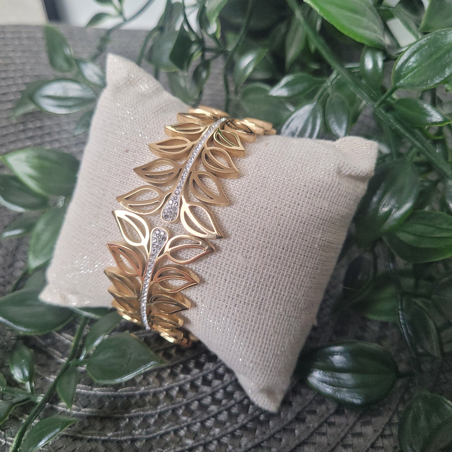 Bracelet Feuille Cristal – Bracelet inoxydable