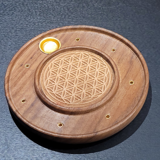 Fleur de Vie en bois – Porte-encens décoratif