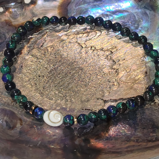 Bracelet Œil de Sainte-Lucie et Azurite – Bracelet énergétique 4 mm