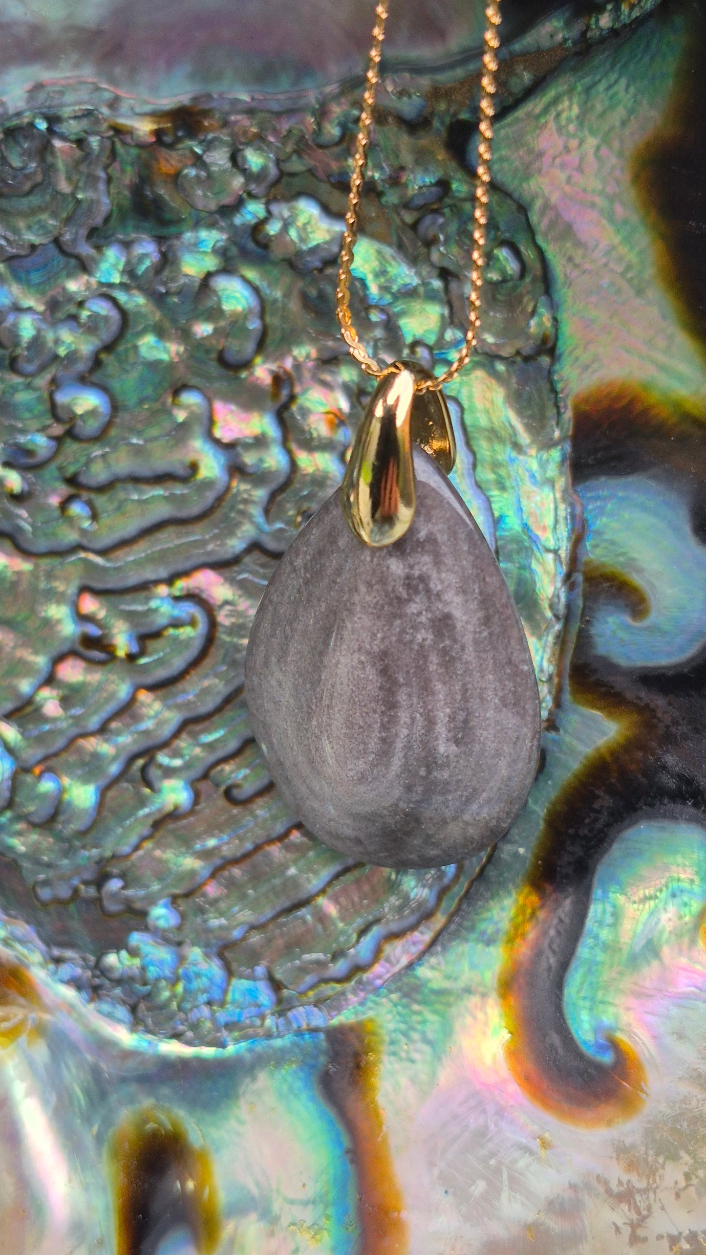 Pendentif Obsidienne – Collier en acier inoxydable